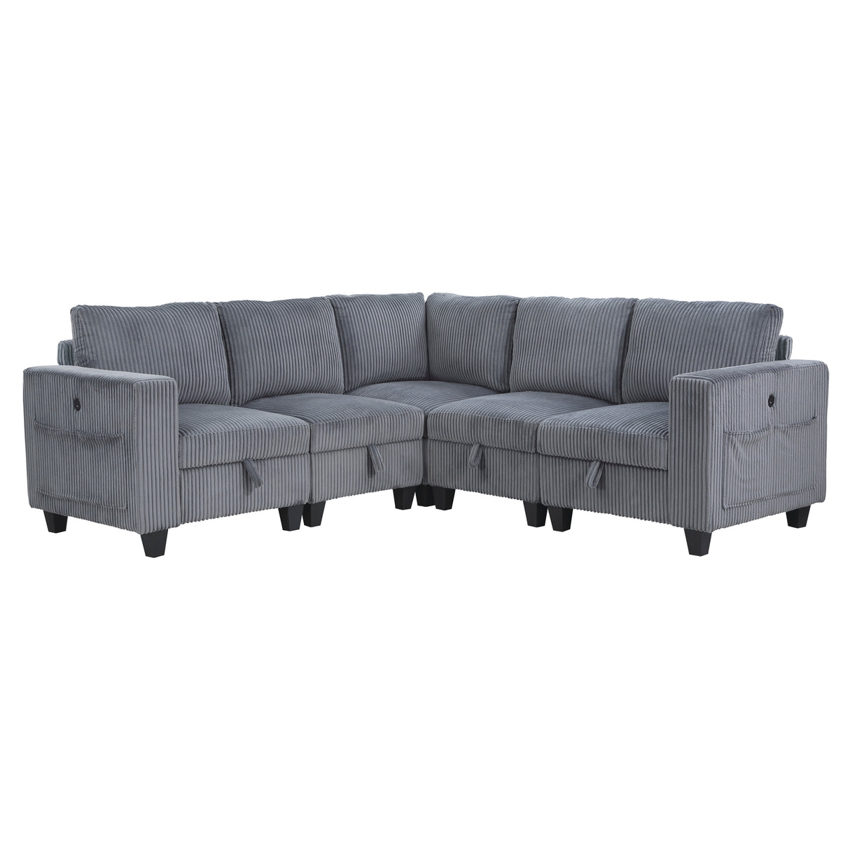 Walterboro Dark Gray Modular Sectional with Storage, Side Pockets & Charging Ports from Homelegance - Luna Furniture