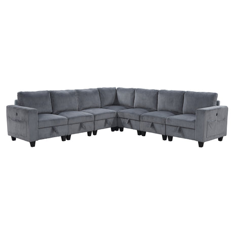 Walterboro Dark Gray Modular Sectional with Storage, Side Pockets & Charging Ports from Homelegance - Luna Furniture