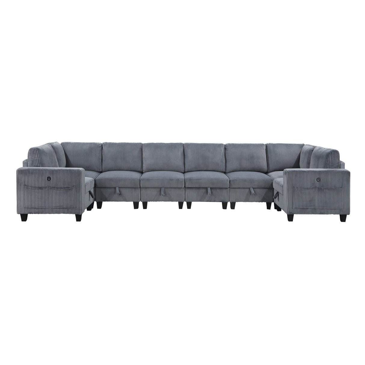 Walterboro Dark Gray Modular Sectional with Storage, Side Pockets & Charging Ports from Homelegance - Luna Furniture
