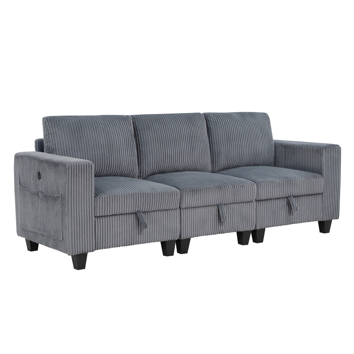 Walterboro Dark Gray Modular Sofa with Storage, Storage Pouches and Charging Ports from Homelegance - Luna Furniture
