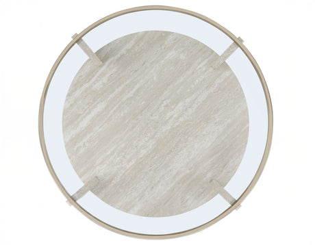 Wanda 42″ Round Glass Top Coffee Table with Casters from Steve Silver - Luna Furniture