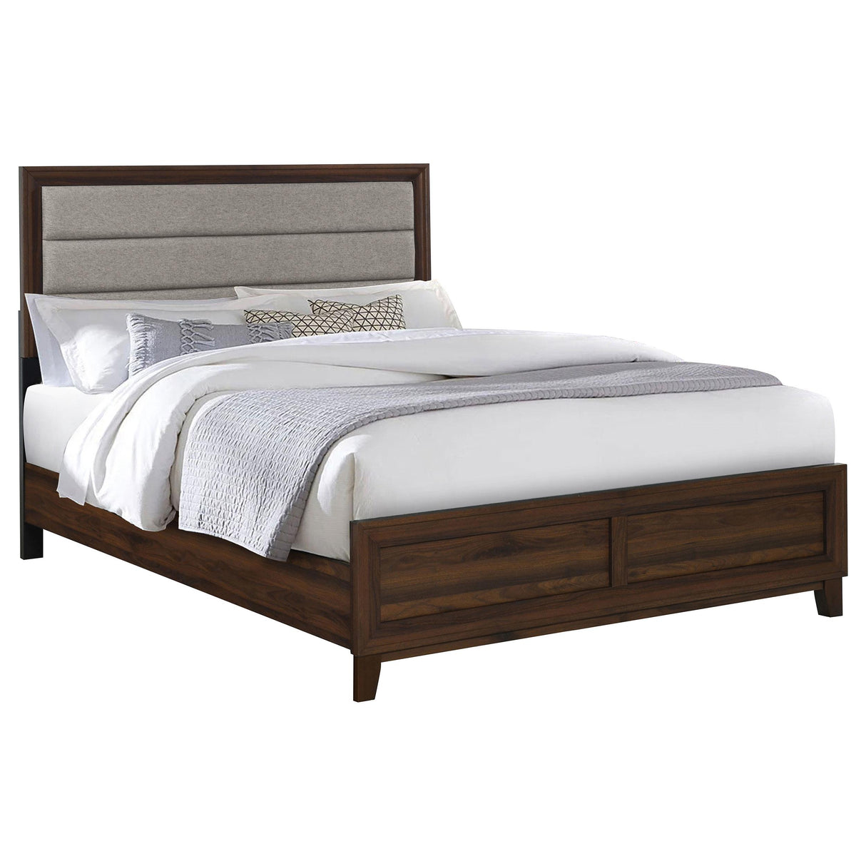 Welsley Walnut 50-inch Upholstered California King Bed from Coaster - Luna Furniture