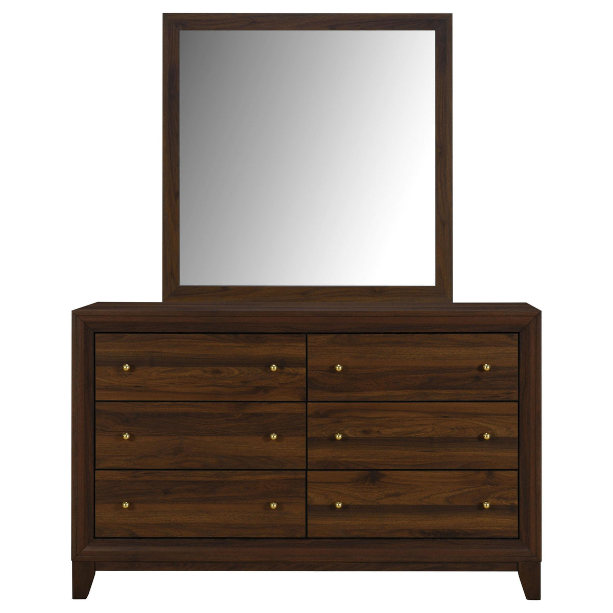 Welsley Walnut 6-Drawer Dresser and Mirror from Coaster - Luna Furniture