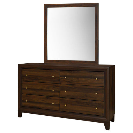 Welsley Walnut 6-Drawer Dresser and Mirror from Coaster - Luna Furniture
