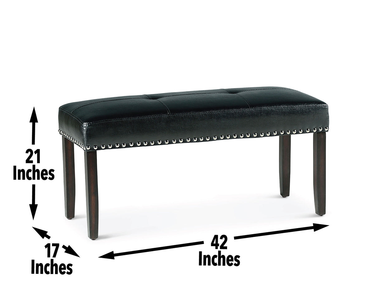 Westby Black PU Dining Bench w/Nailhead from Steve Silver - Luna Furniture