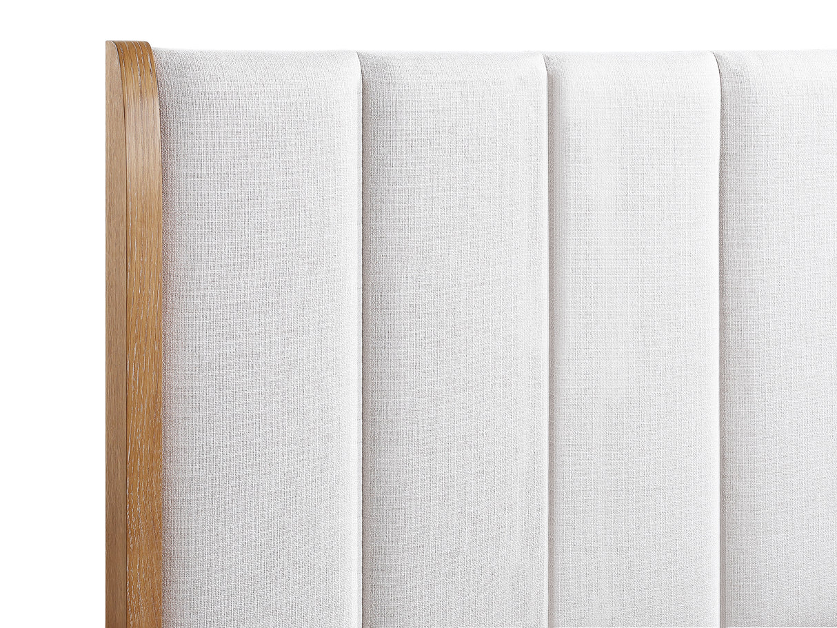 Westcott Cerused Natural Queen Upholstered Panel Bed from Crown Mark - Luna Furniture
