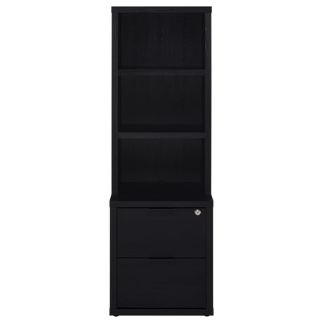 Westpark Black 3-Shelf Bookcase with Lockable Drawer and USB Ports from Coaster - Luna Furniture
