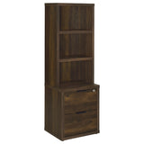 Westpark Dark Pine 3-Shelf Bookcase with Lockable Drawer and USB Ports from Coaster - Luna Furniture