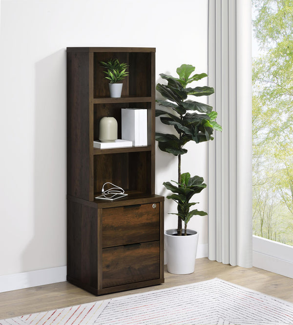Westpark Dark Pine 3-Shelf Bookcase with Lockable Drawer and USB Ports
