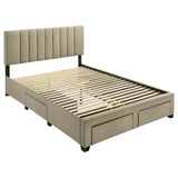 Wheatland Brown 4-Drawer Upholstered Eastern King Storage Bed from Coaster - Luna Furniture