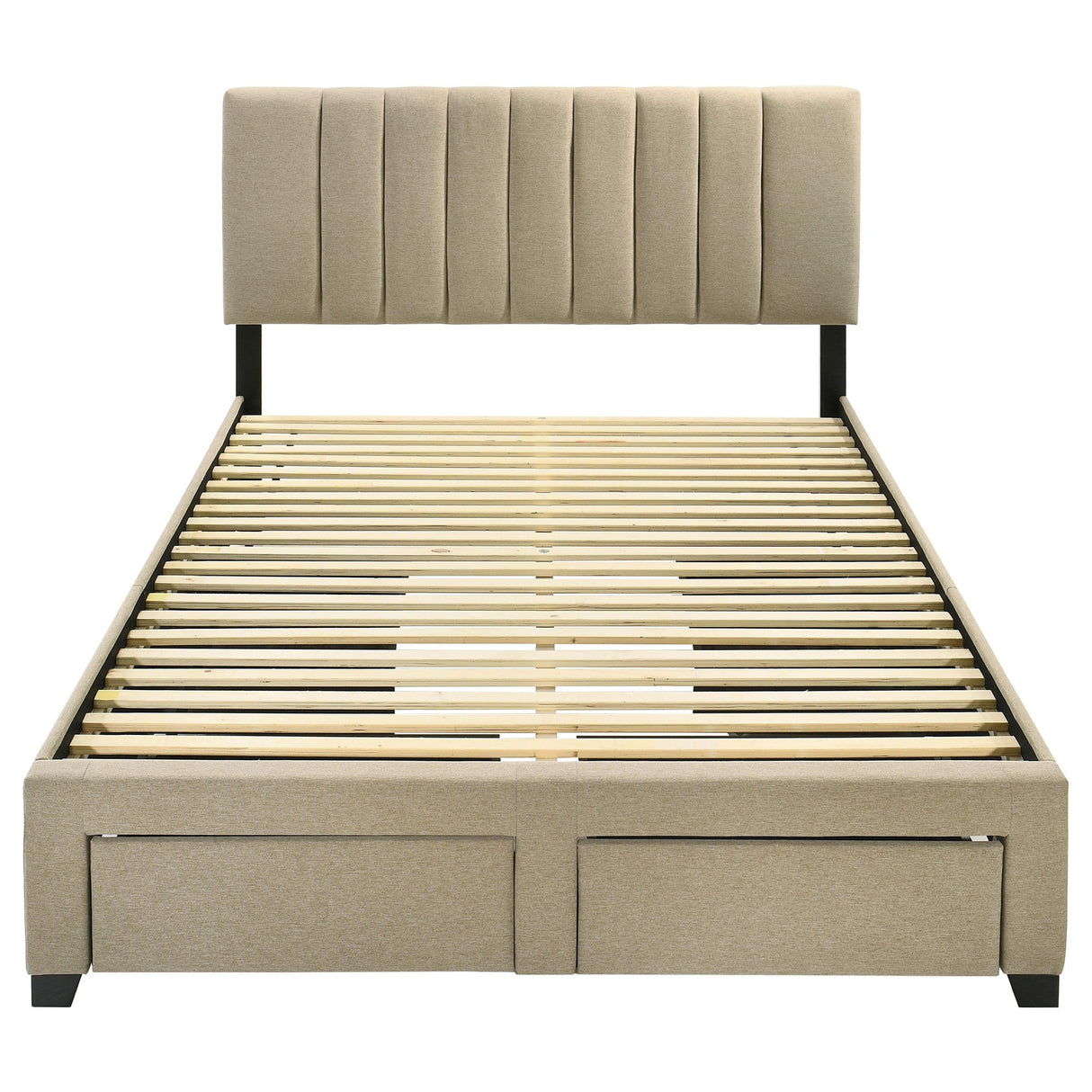 Wheatland Brown 4-Drawer Upholstered Eastern King Storage Bed from Coaster - Luna Furniture