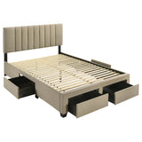Wheatland Light Brown 4-Drawer Upholstered Queen Storage Bed from Coaster - Luna Furniture
