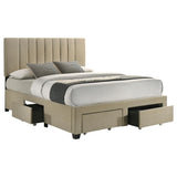 Wheatland Light Brown 4-Drawer Upholstered Queen Storage Bed from Coaster - Luna Furniture