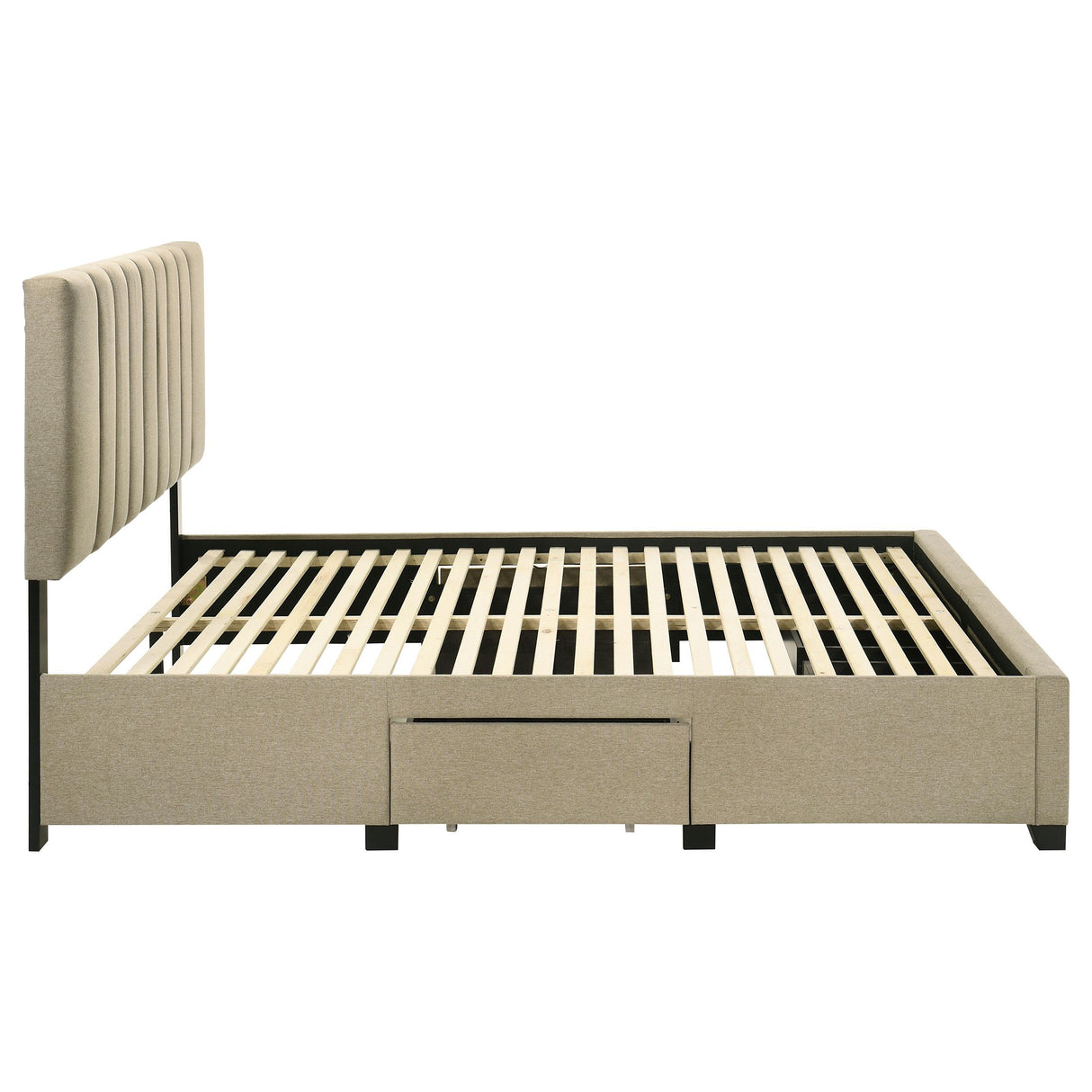 Wheatland Light Brown 4-Drawer Upholstered Queen Storage Bed from Coaster - Luna Furniture