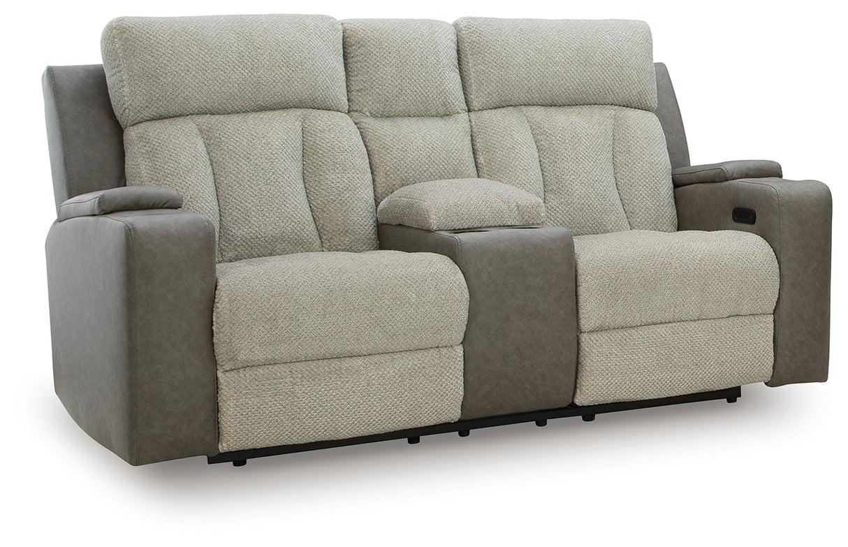 WhipLash Sisal Power Reclining Loveseat with Console from Ashley - Luna Furniture