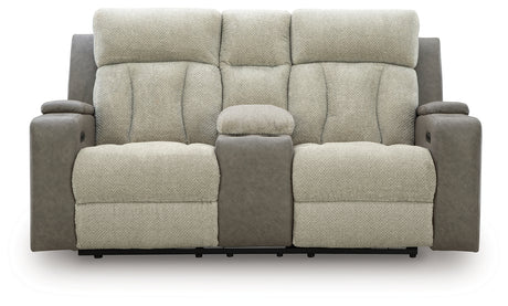 WhipLash Sisal Power Reclining Loveseat with Console from Ashley - Luna Furniture