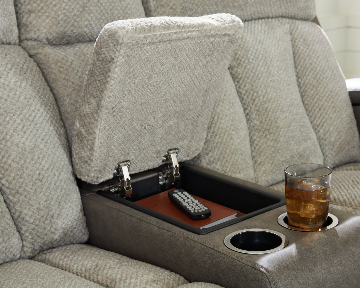 WhipLash Sisal Power Reclining Loveseat with Console from Ashley - Luna Furniture