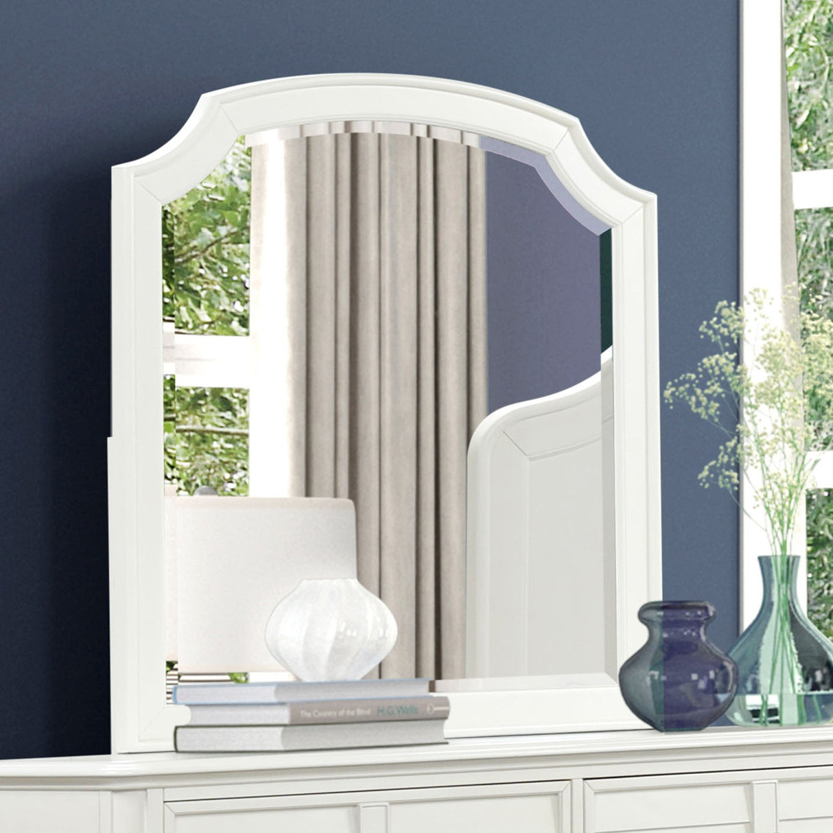 Whitehaven Antique White Mirror (Mirror Only) from Furniture of America - Luna Furniture