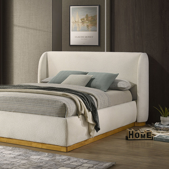 Whitman White/Natural Oak Bed E.King from Furniture of America - Luna Furniture
