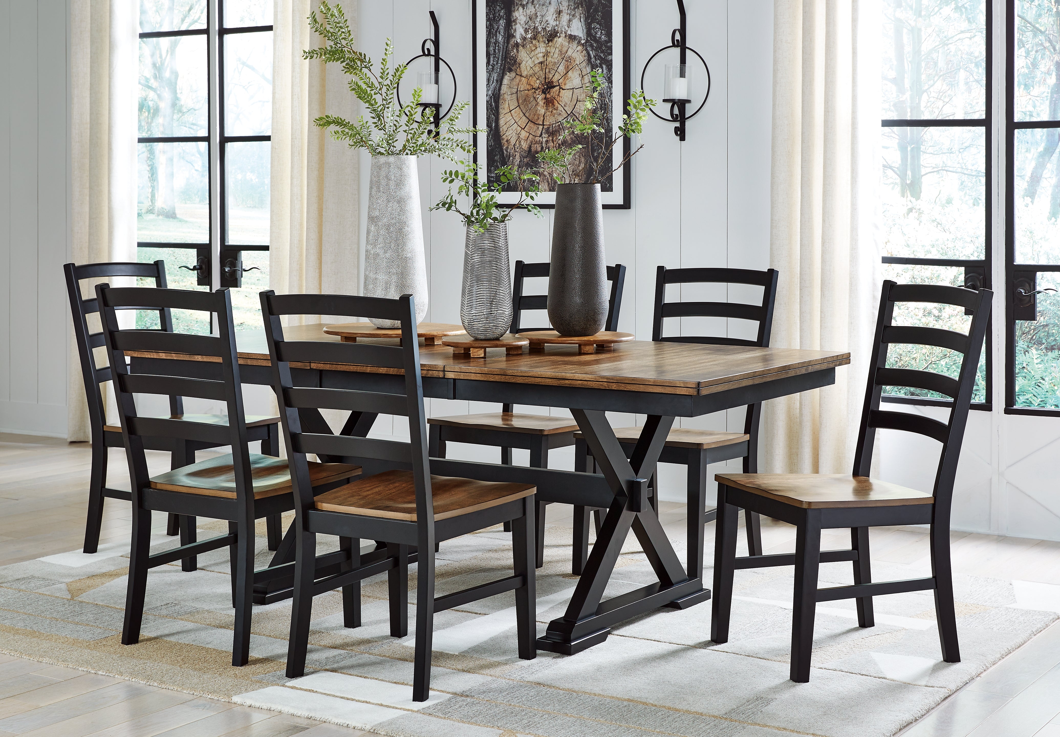 Wildenauer Brown/Black Dining Table and 6 Chairs – Luna Furniture