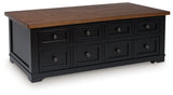 Wildenauer Brown/Black Lift-Top Coffee Table from Ashley - Luna Furniture