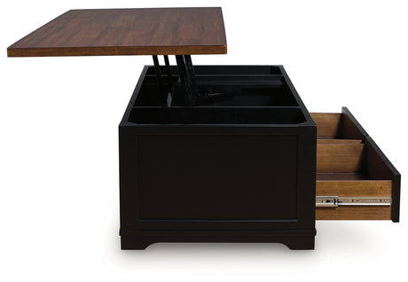 Wildenauer Brown/Black Lift-Top Coffee Table from Ashley - Luna Furniture
