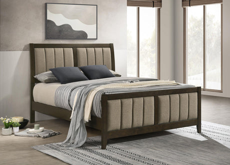 Wilkes Dark Cocoa Upholstered Queen Bed from Coaster - Luna Furniture