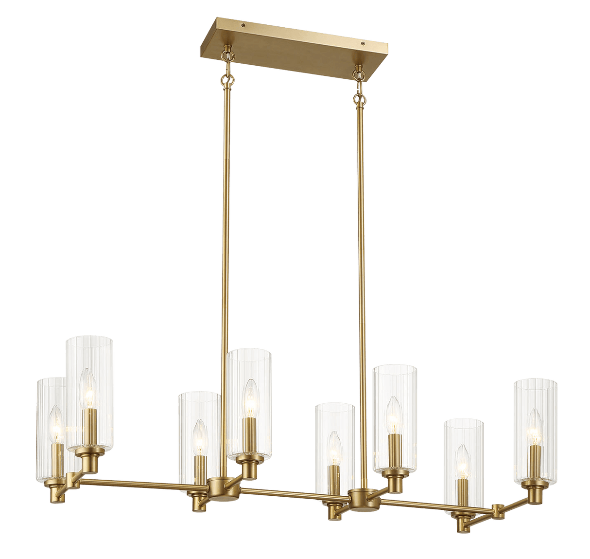 Willow Eight Lights Island With Clear Ribbed Glass Pendant Lamp - Satin Brass from Midinmod - Luna Furniture