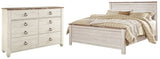Willowton California King Panel Bed with Dresser in Whitewash from Ashley Furniture - Luna Furniture