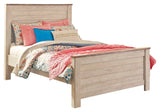 Willowton Full Panel Bed with Nightstand in Whitewash from Ashley - Luna Furniture