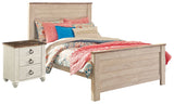 Willowton Full Panel Bed with Nightstand in Whitewash from Ashley - Luna Furniture