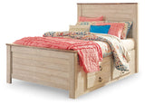 Willowton Full Panel Bed with Storage with Mirrored Dresser in Whitewash from Ashley - Luna Furniture
