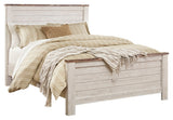 Willowton Queen Panel Bed with Mattress in Whitewash from Ashley Furniture - Luna Furniture