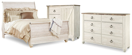 Willowton Queen Sleigh Bed, Dresser and Chest from Ashley - Luna Furniture