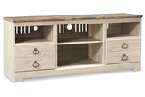 Willowton Whitewash 3-Piece Entertainment Center from Ashley Furniture - Luna Furniture