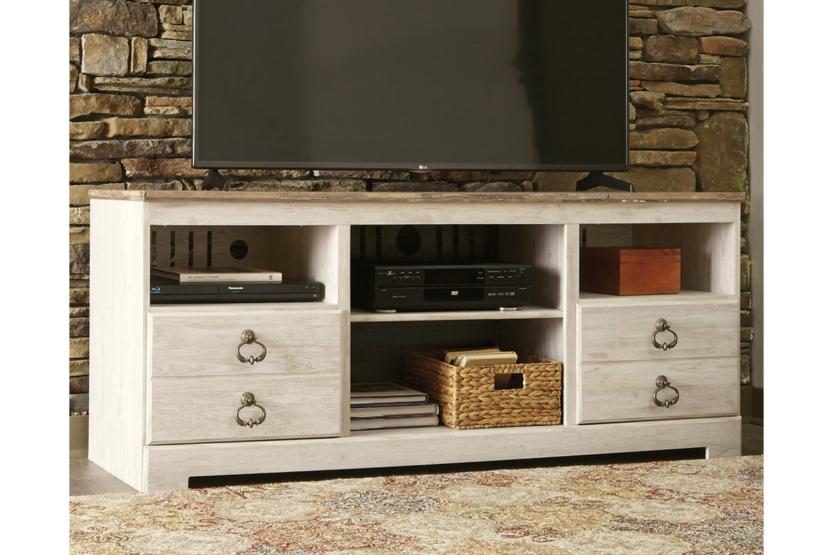 Willowton Whitewash 3-Piece Entertainment Center from Ashley Furniture - Luna Furniture
