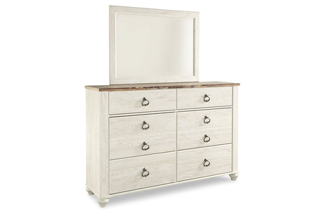 Willowton Whitewash Dresser and Mirror from Ashley - Luna Furniture