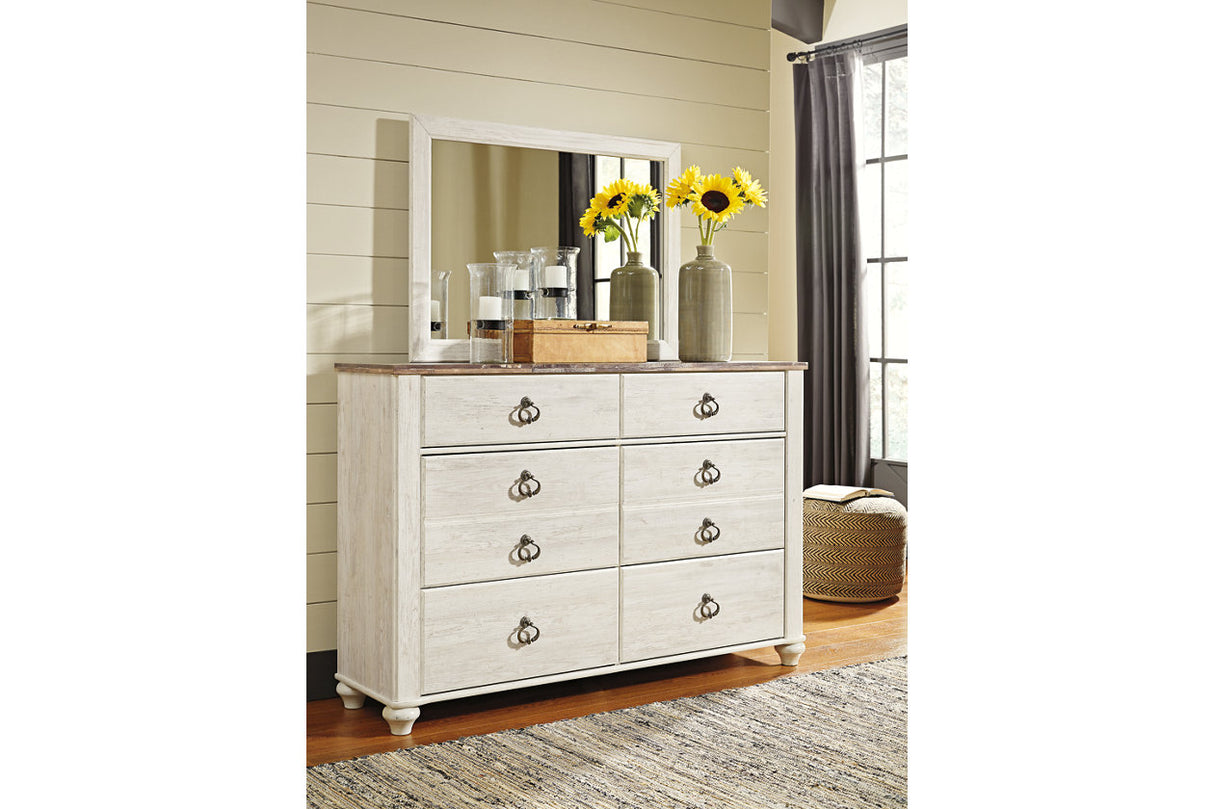 Willowton Whitewash Dresser and Mirror from Ashley - Luna Furniture