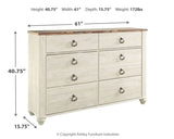 Willowton Whitewash Queen Bed, Dresser, Mirror and Chest from Ashley Furniture - Luna Furniture