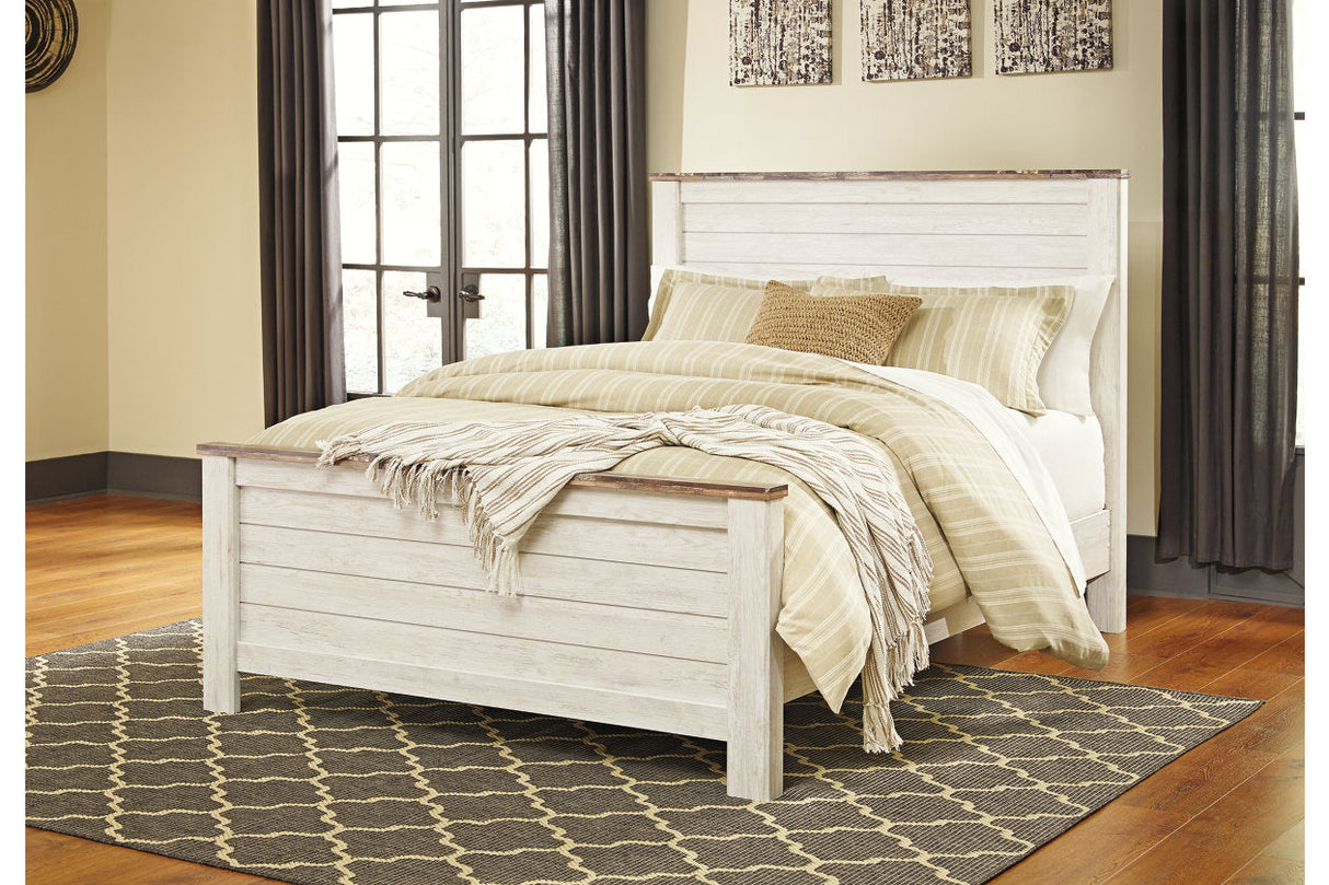 Willowton Whitewash Queen Panel Bed from Ashley - Luna Furniture