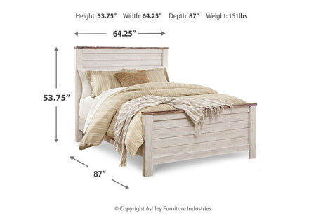 Willowton Whitewash Queen Panel Bed from Ashley - Luna Furniture
