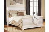 Willowton Whitewash Queen Sleigh Bed from Ashley Furniture - Luna Furniture