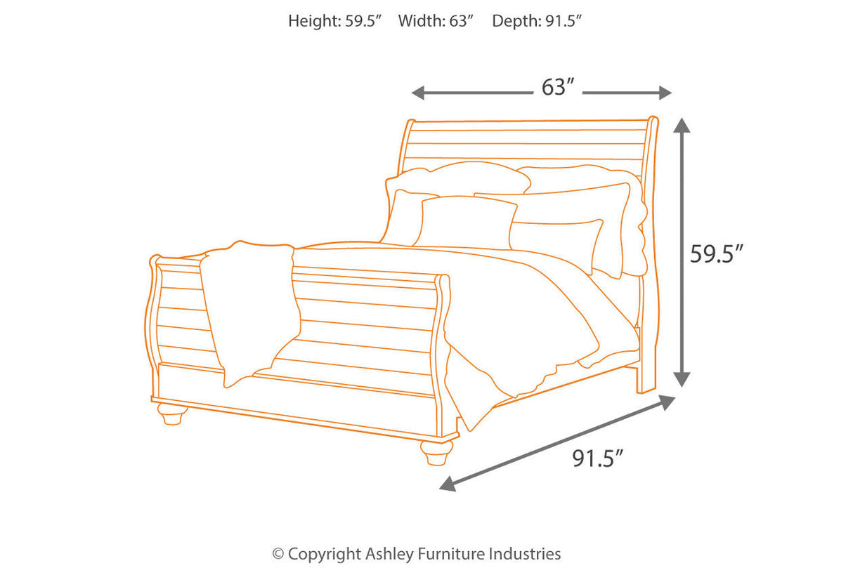 Willowton Whitewash Queen Sleigh Bed from Ashley Furniture - Luna Furniture