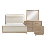 Wilshire Natural 4-Piece Queen Upholstered Panel Bedroom Set (QB+NS+DR+MR+CH) from Homelegance - Luna Furniture