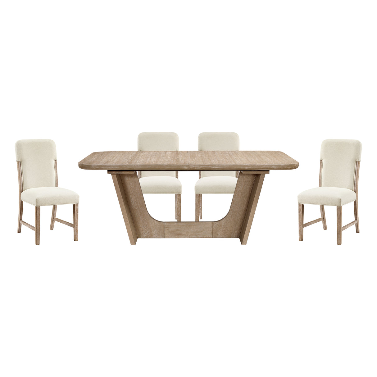 Wilshire Natural/Beige 5-Piece 94" Extendable Dining Set from Homelegance - Luna Furniture