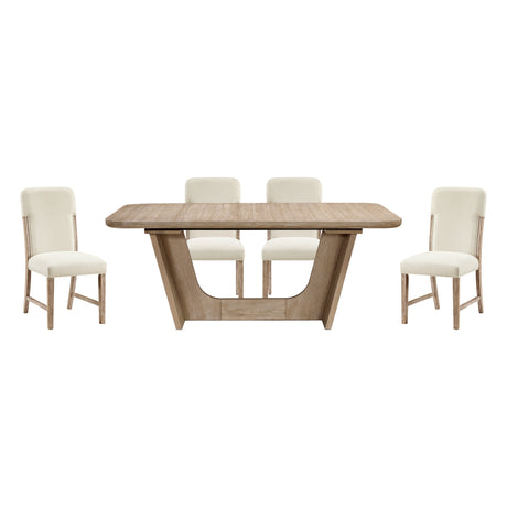 Wilshire Natural/Beige 5-Piece 94" Extendable Dining Set from Homelegance - Luna Furniture