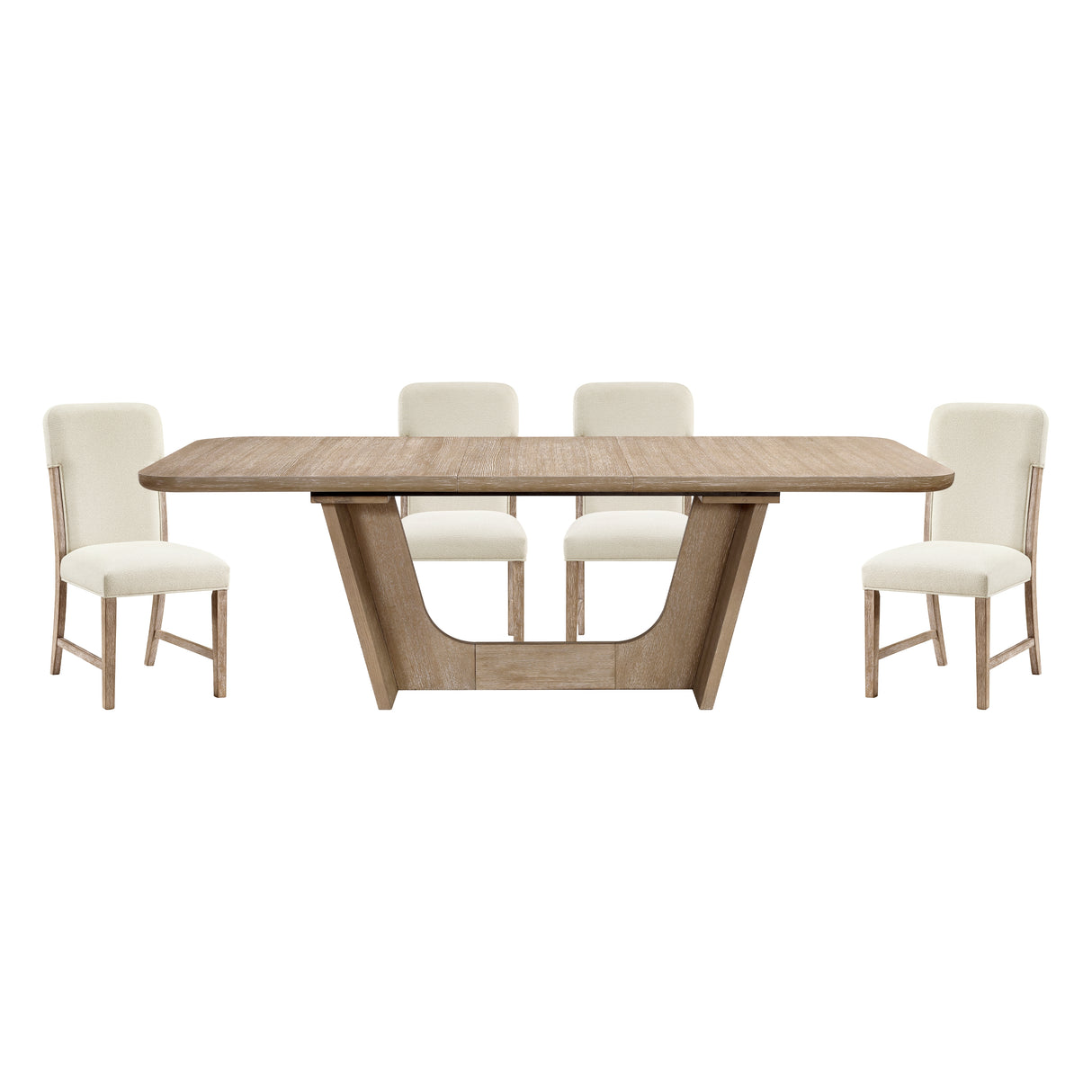 Wilshire Natural/Beige 5-Piece 94" Extendable Dining Set from Homelegance - Luna Furniture
