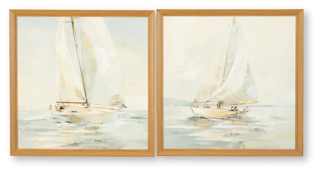 Winbrook Gray/Tan/Gold Finish Wall Art Set (Set of 2) from Ashley Furniture - Luna Furniture