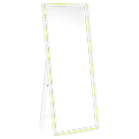 Windrose White Full Length Floor Standing Tempered Mirror with LED Lighting from Coaster - Luna Furniture