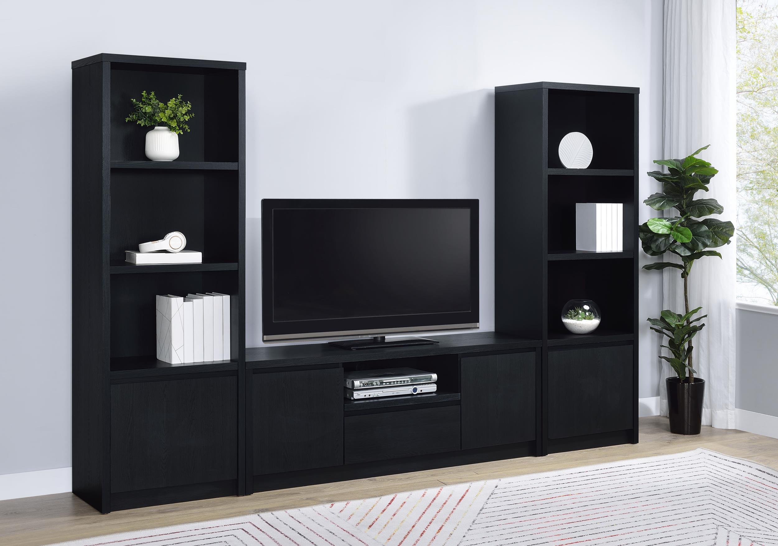 Winfield Black 60-inch 2-Door TV Stand Media Console – Luna Furniture